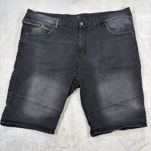 Steve's Jeans Mens Black Denim Moto Shorts Faded Wash Size 46